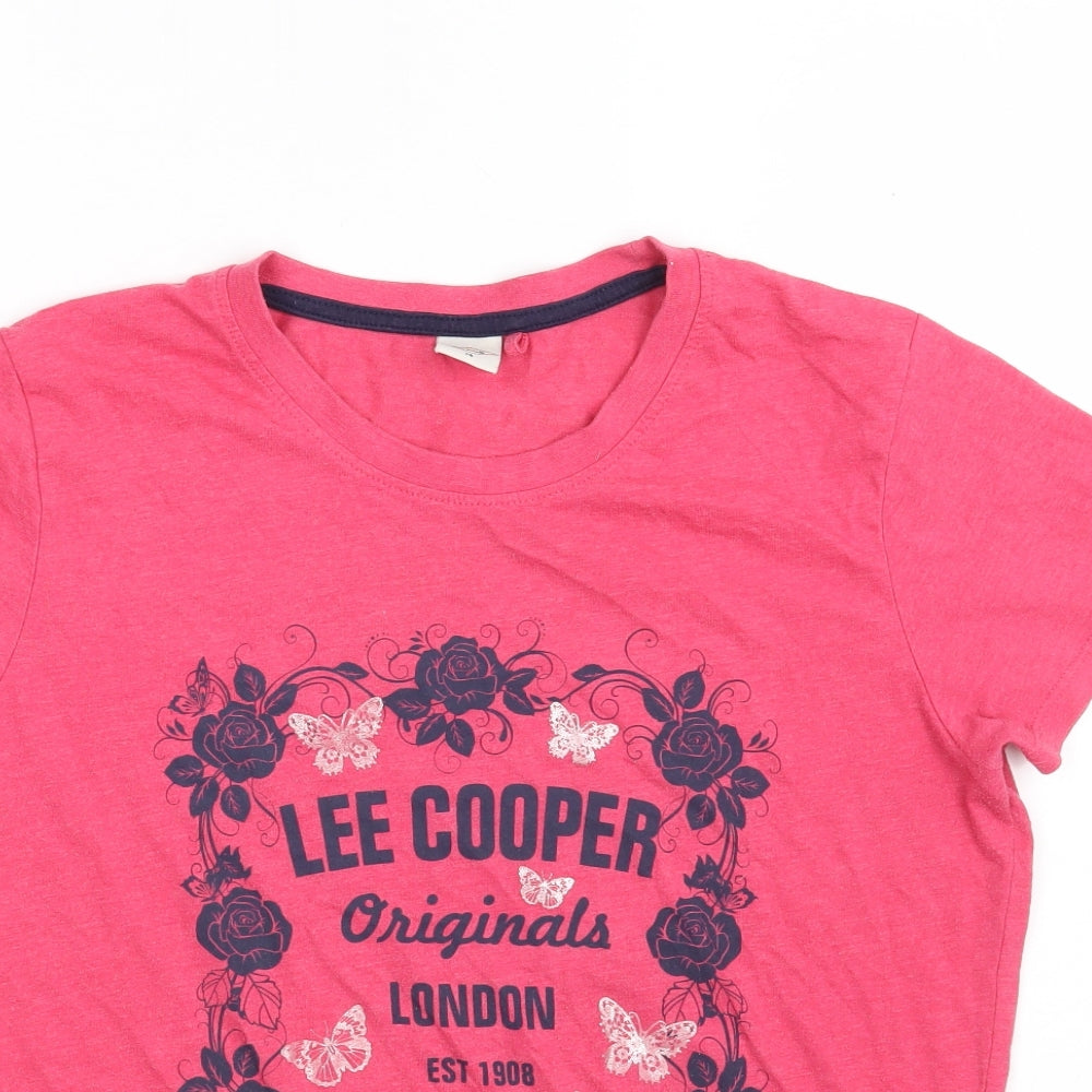 Lee Cooper Womens Pink  Cotton Basic T-Shirt Size 14 Round Neck