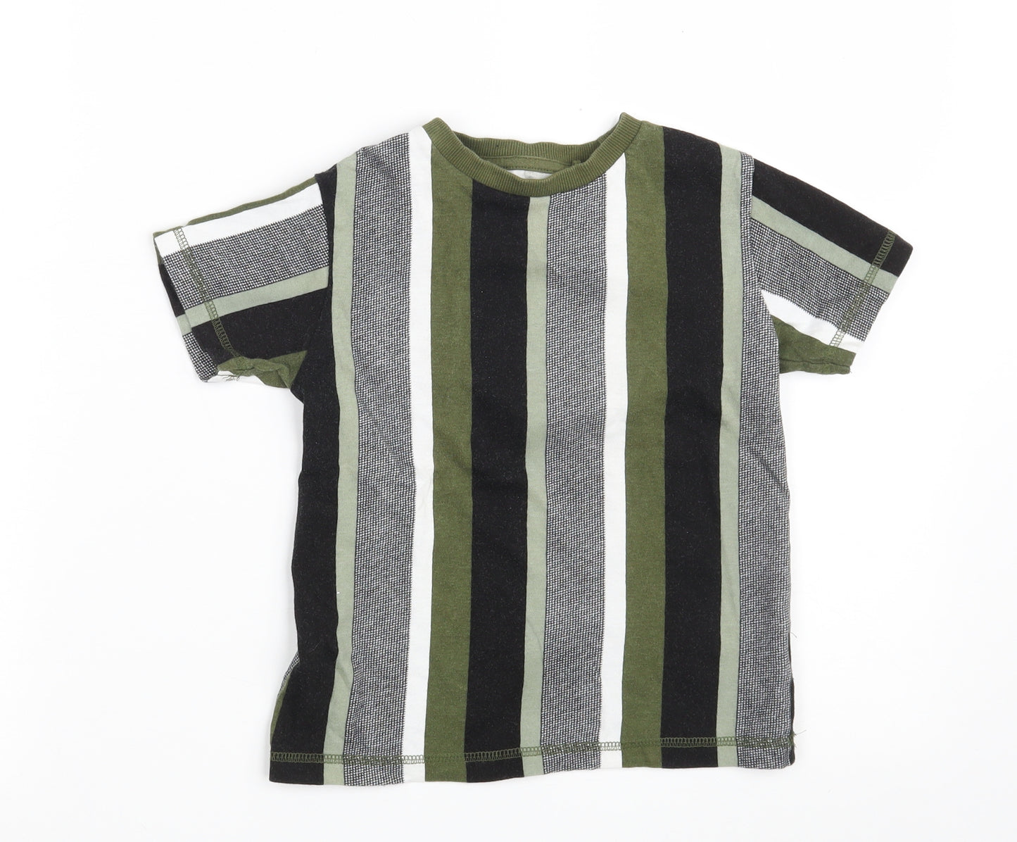 NEXT Boys Multicoloured Striped 100% Cotton Basic T-Shirt Size 4-5 Years Round Neck