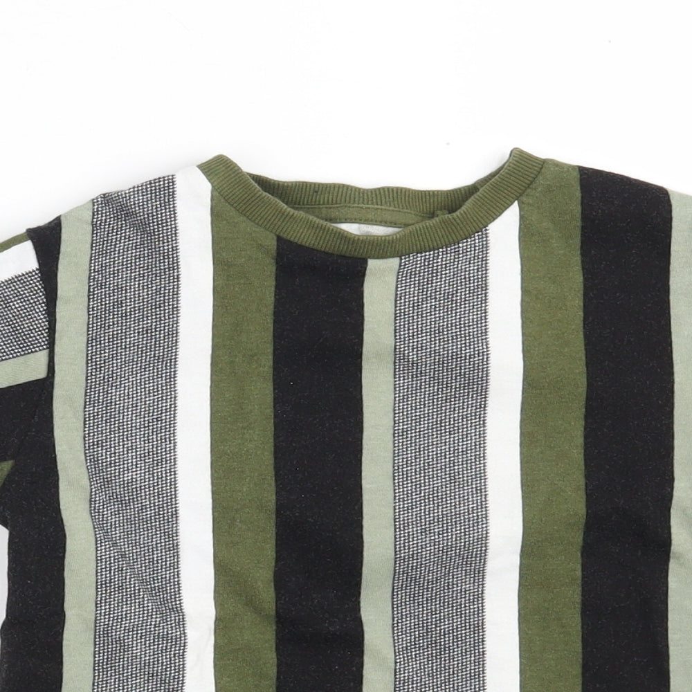NEXT Boys Multicoloured Striped 100% Cotton Basic T-Shirt Size 4-5 Years Round Neck