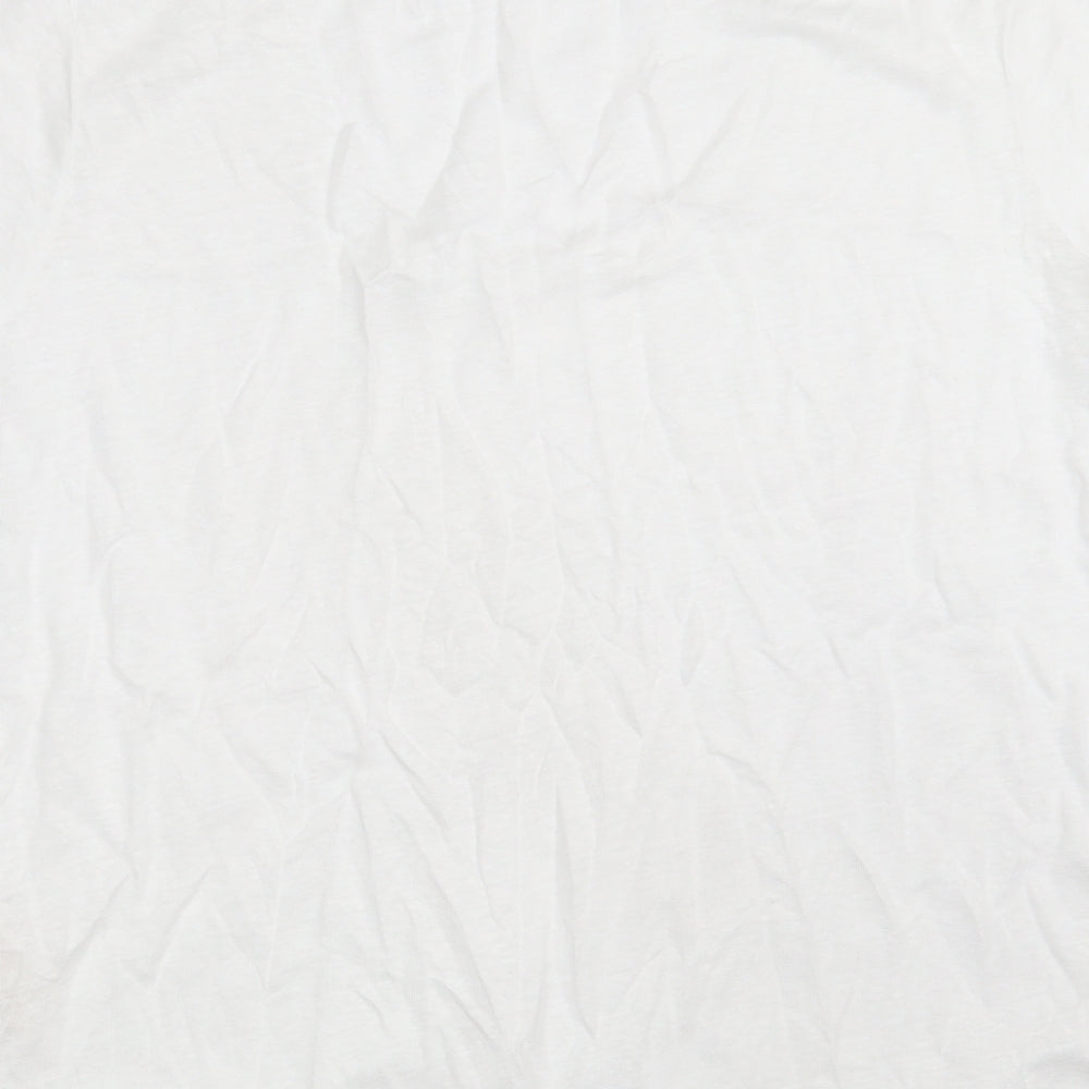 Fat Face Womens White  Linen Basic T-Shirt Size 18 Round Neck