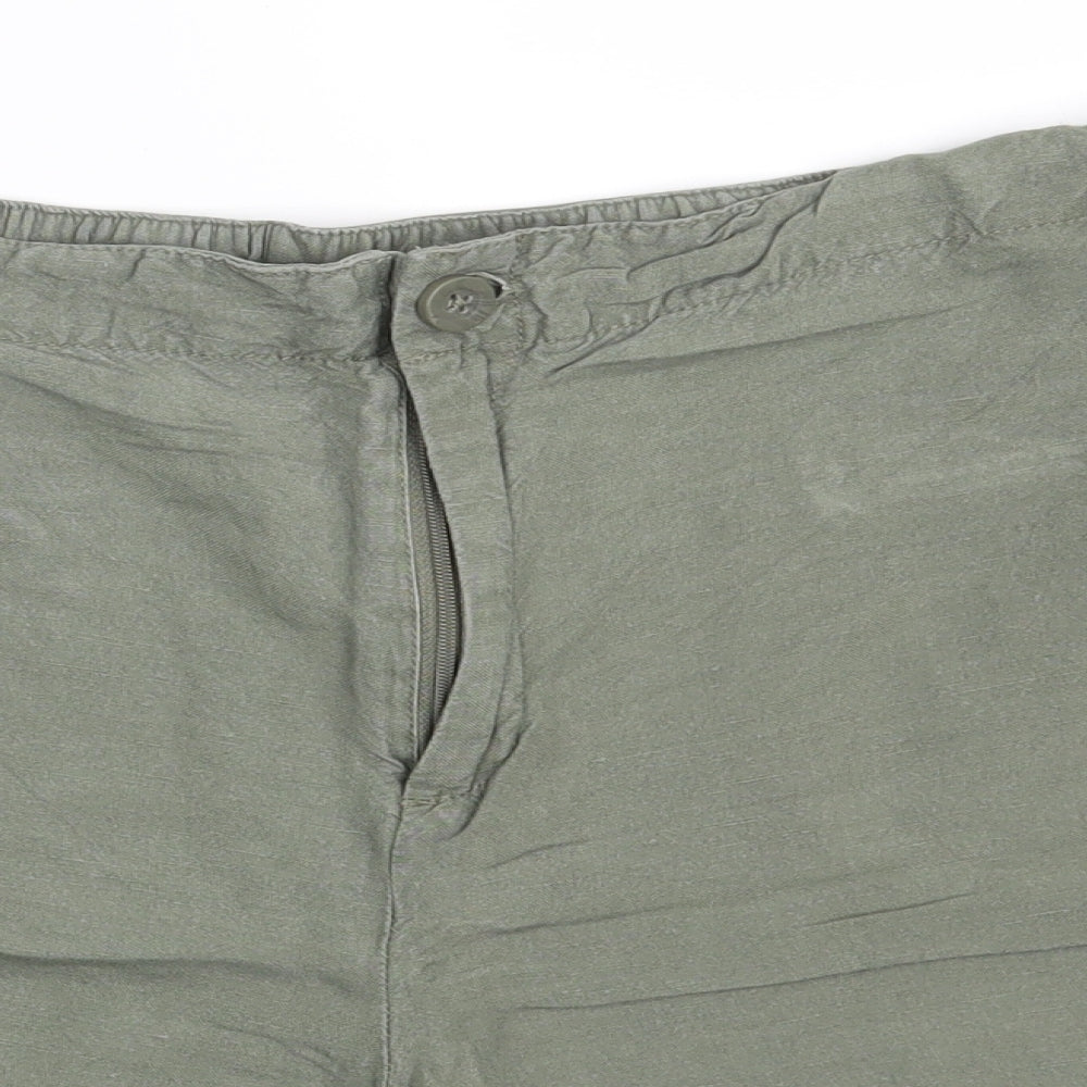 Dunnes Stores Womens Green  Linen Sweat Shorts Size 18 L4 in Regular Zip