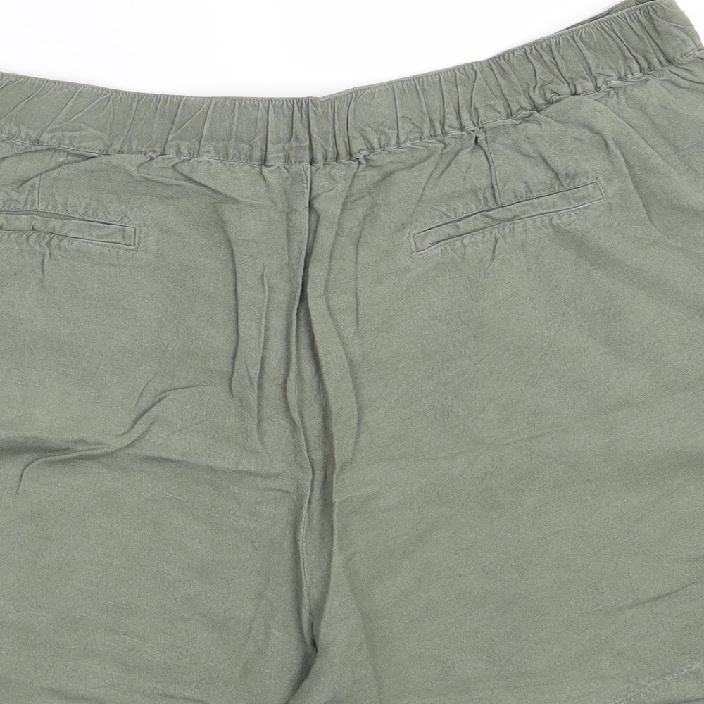 Dunnes Stores Womens Green  Linen Sweat Shorts Size 18 L4 in Regular Zip