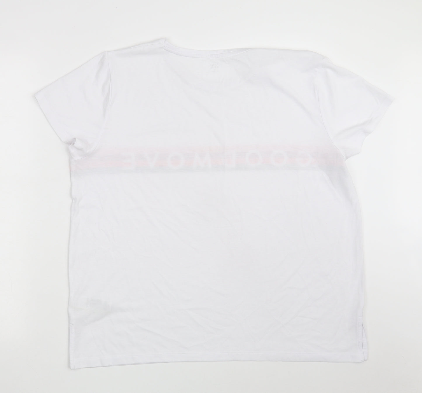 Marks and Spencer Womens White  Polyester Basic T-Shirt Size 18 Scoop Neck - Good Move