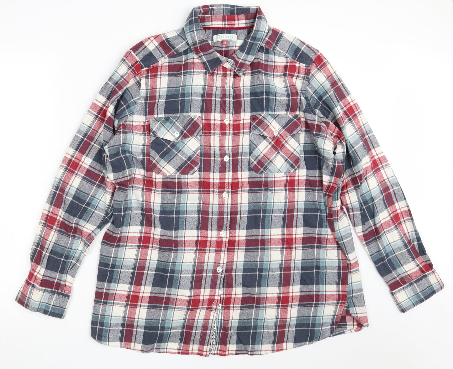 Brakeburn Womens Multicoloured Check 100% Cotton Basic Button-Up Size 18 Collared