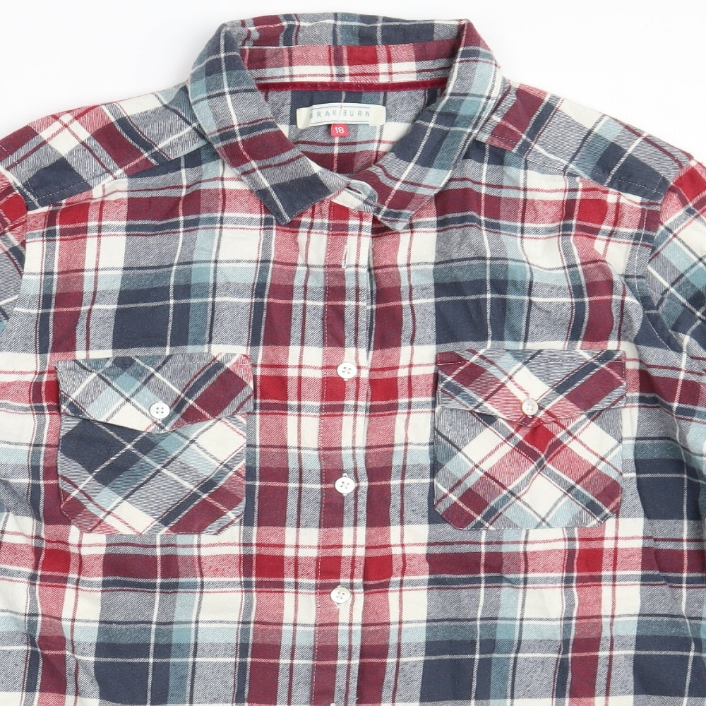 Brakeburn Womens Multicoloured Check 100% Cotton Basic Button-Up Size 18 Collared