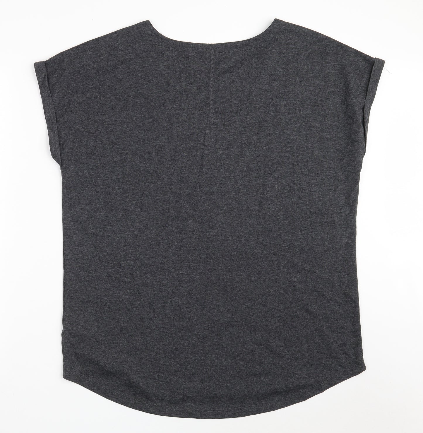 NEXT Womens Grey  Cotton Basic T-Shirt Size 18 Boat Neck - CAP SLEEVE
