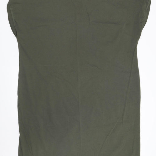 NEXT Womens Green  100% Cotton T-Shirt Dress  Size 20  Boat Neck  - CAP SLEEVE