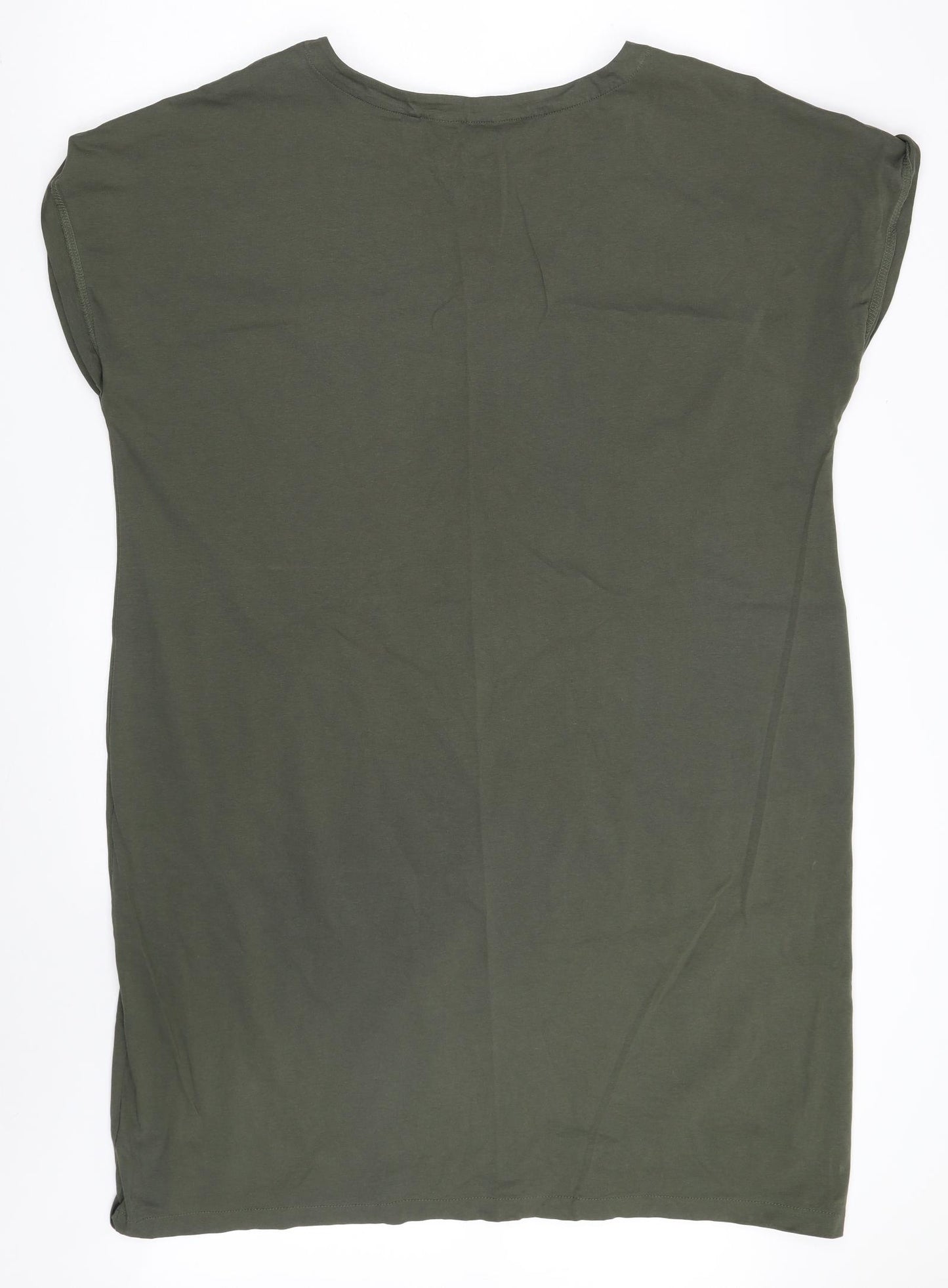 NEXT Womens Green  100% Cotton T-Shirt Dress  Size 20  Boat Neck  - CAP SLEEVE