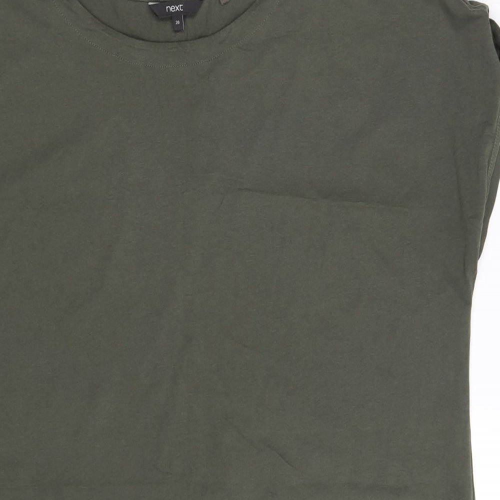 NEXT Womens Green  100% Cotton T-Shirt Dress  Size 20  Boat Neck  - CAP SLEEVE