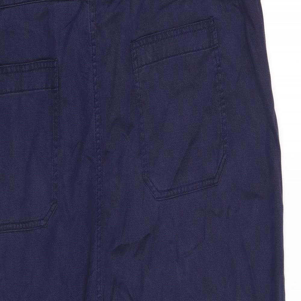 Fat Face Womens Blue  Lyocell Pinafore/Dungaree Dress  Size 18  Off the Shoulder Drawstring - Waist 44; Inside leg 26in