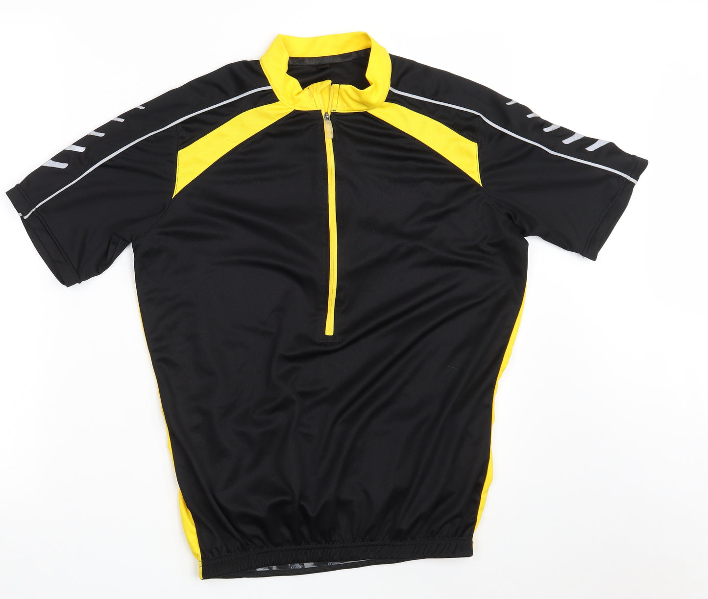 Crane Mens Black  100% Polyester Jersey T-Shirt Size M Collared Zip - Performance