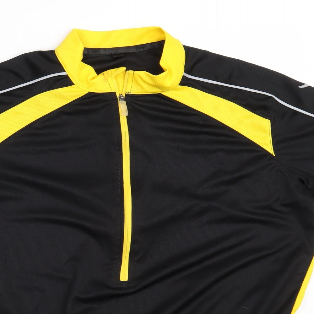 Crane Mens Black  100% Polyester Jersey T-Shirt Size M Collared Zip - Performance