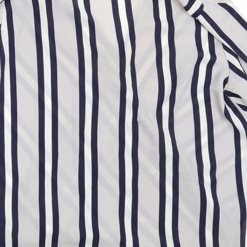 Atmosphere Womens Grey Striped Polyester Basic Blouse Size 8 V-Neck