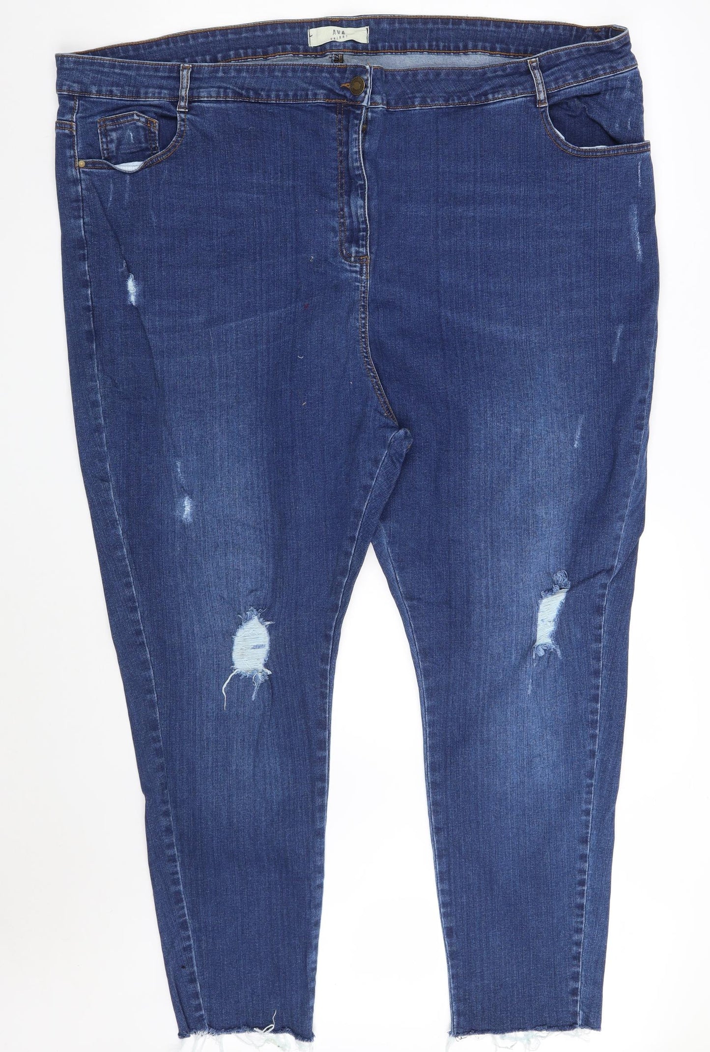 Yours Womens Blue  Cotton Skinny Jeans Size 30 L28 in Slim Zip