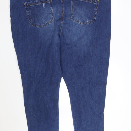 Yours Womens Blue  Cotton Skinny Jeans Size 30 L28 in Slim Zip
