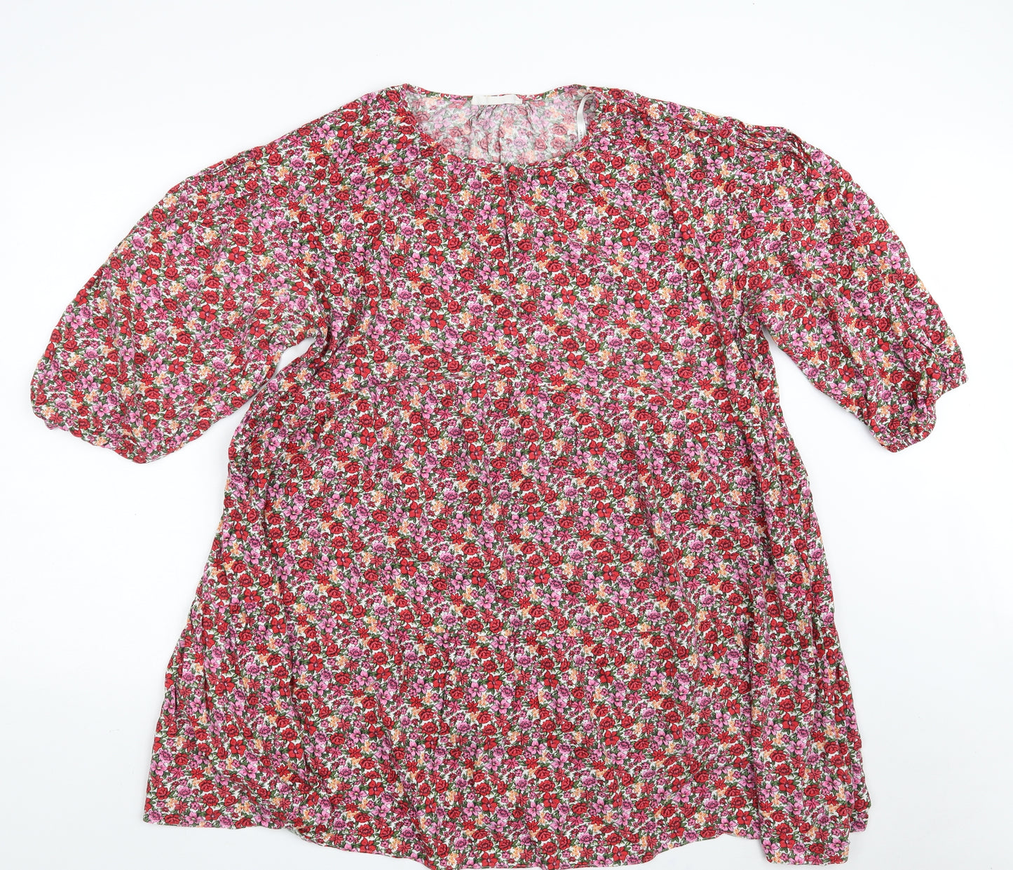 Primark Womens Multicoloured Floral Viscose A-Line  Size 18  Round Neck