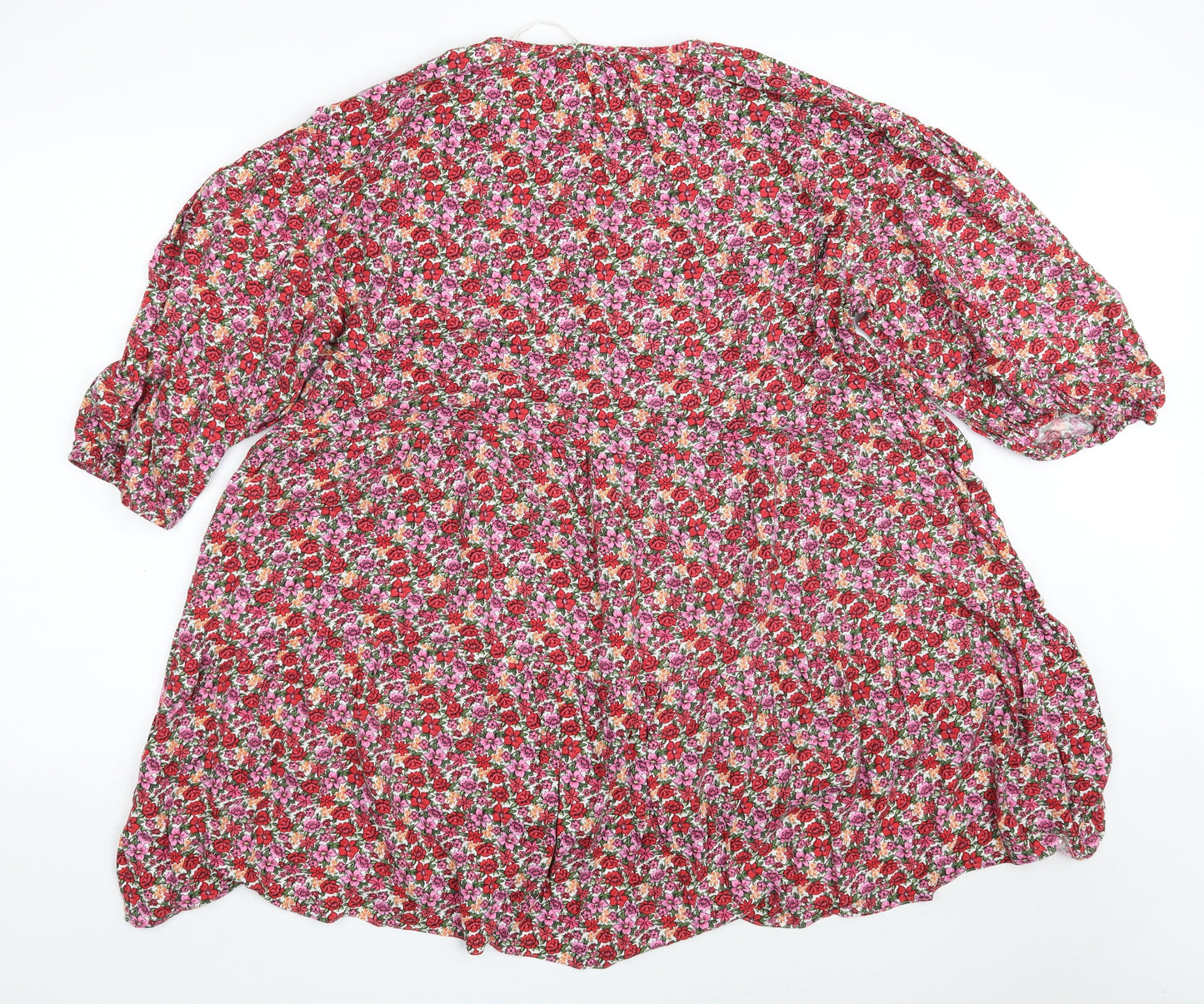 Primark Womens Multicoloured Floral Viscose A-Line  Size 18  Round Neck