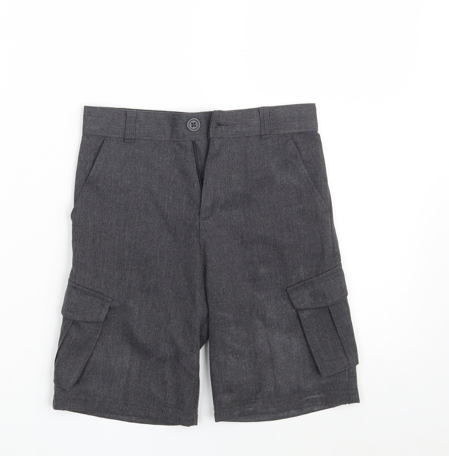 George Boys Grey  Polyester Cargo Shorts Size 6-7 Years  Regular Zip