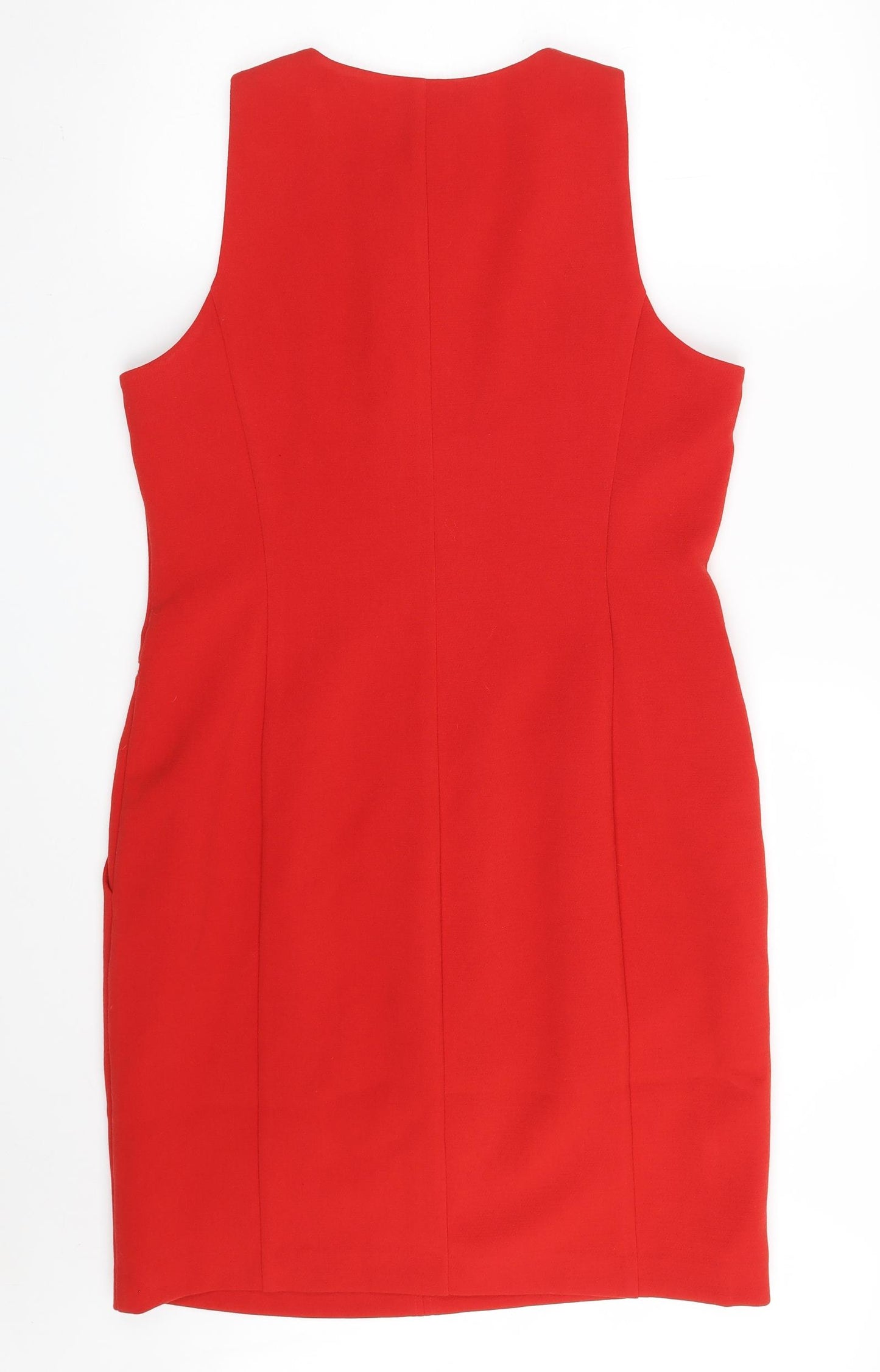 Michael Kors Womens Red  Polyester A-Line  Size 10  Scoop Neck Zip