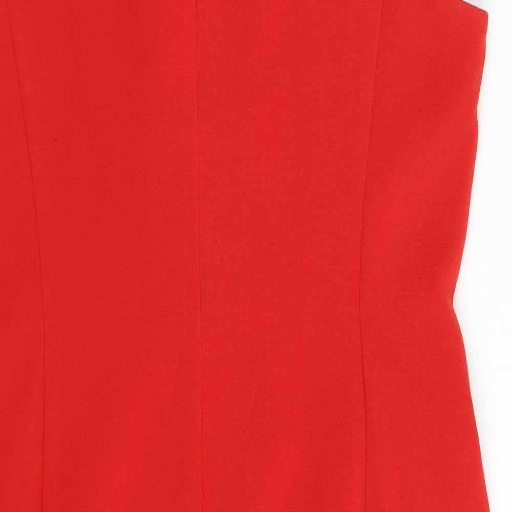 Michael Kors Womens Red  Polyester A-Line  Size 10  Scoop Neck Zip