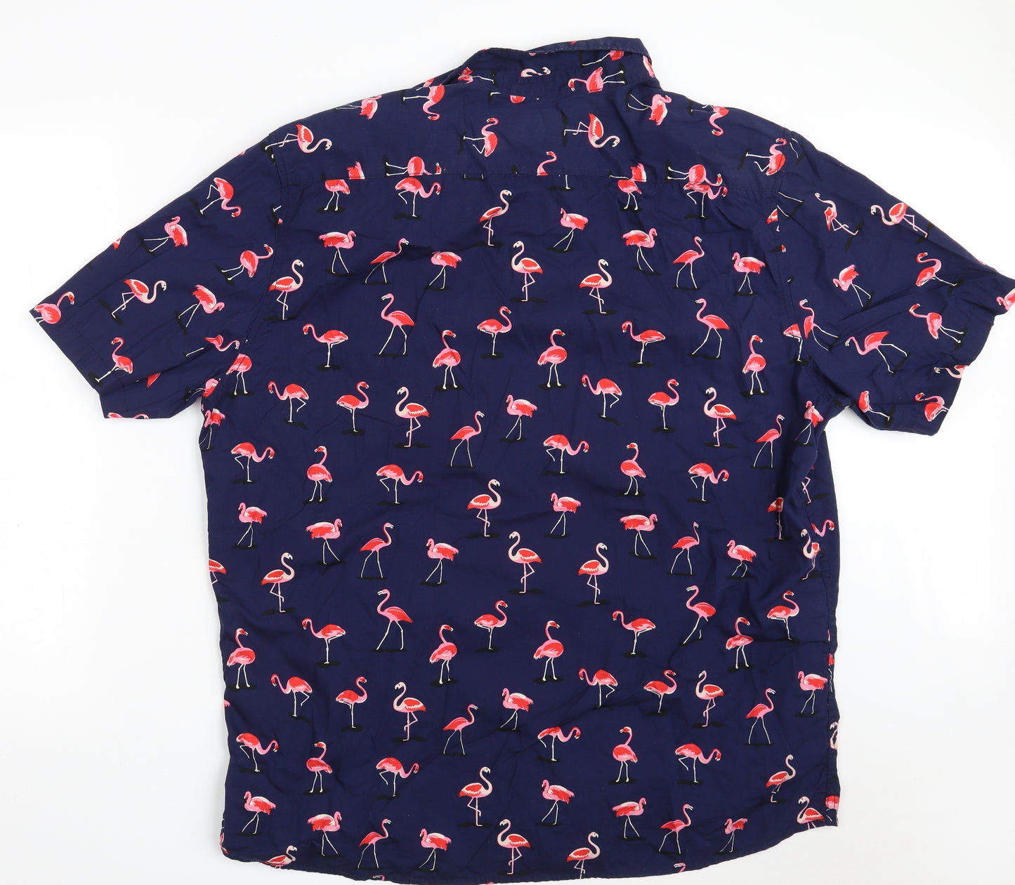 George Mens Blue  Cotton  Button-Up Size 3XL Collared Button - Flamingo