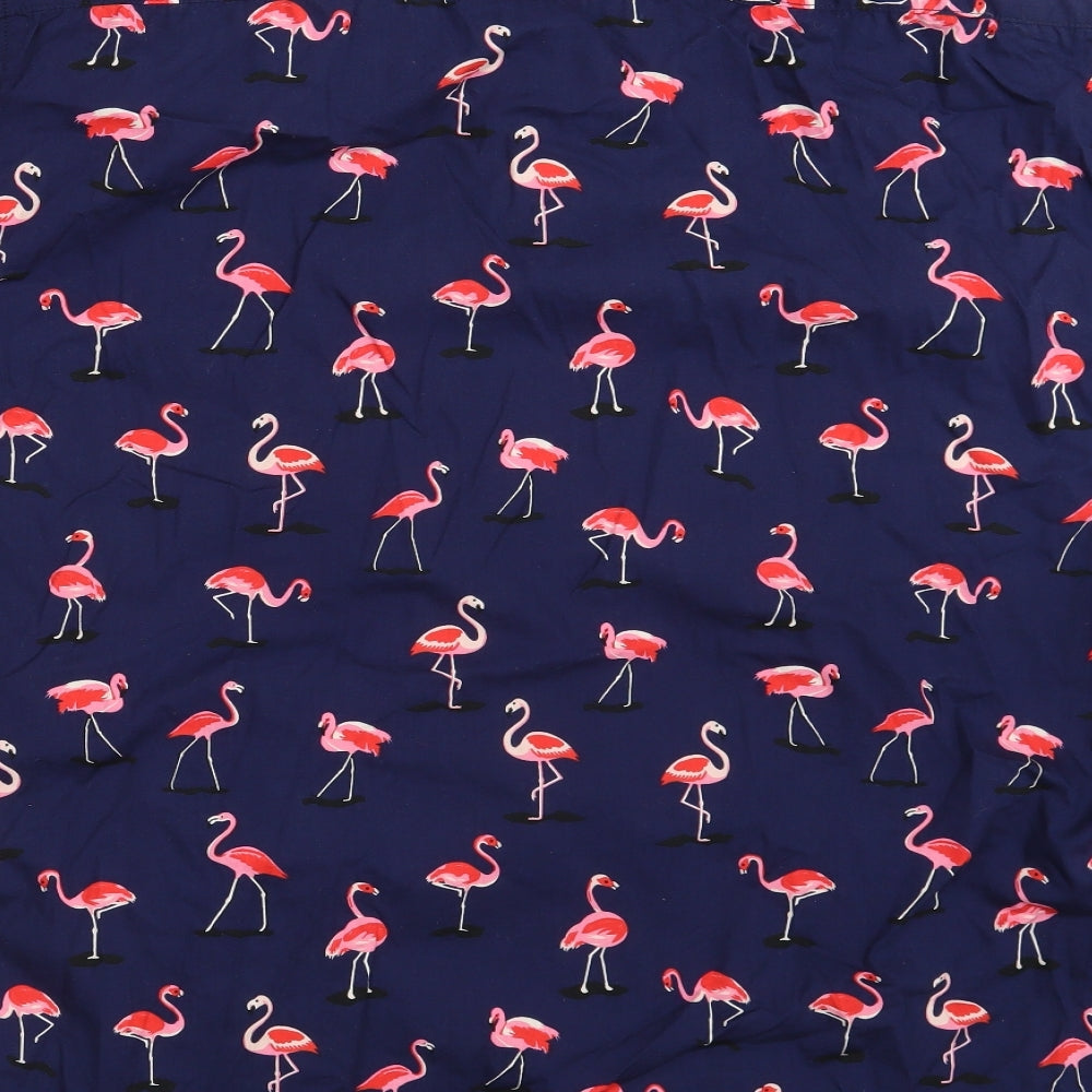 George Mens Blue  Cotton  Button-Up Size 3XL Collared Button - Flamingo
