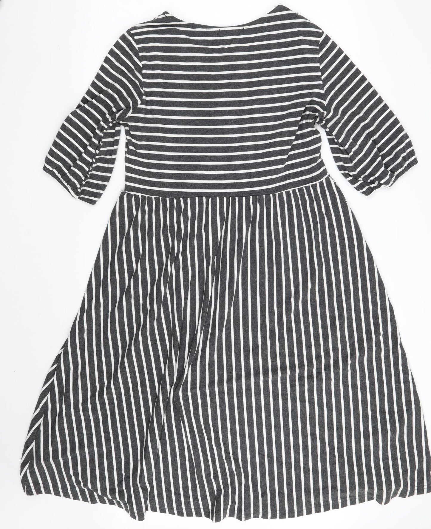 SheIn Womens Grey Striped Cotton A-Line  Size XL  Boat Neck