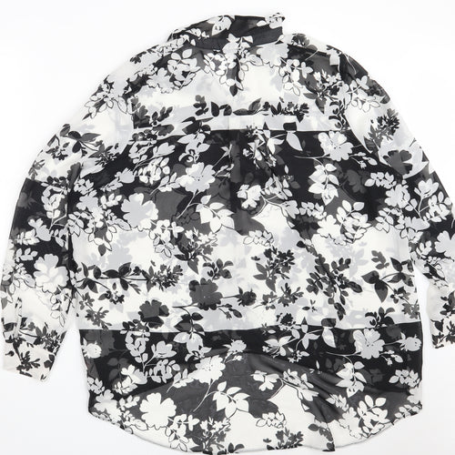 Atmosphere Womens Black Floral Polyester Basic Button-Up Size 14 Collared