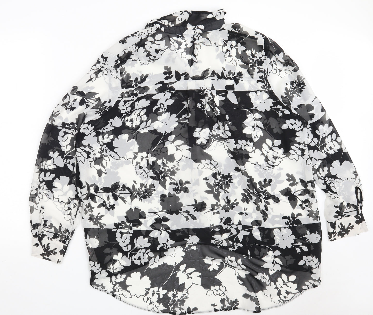 Atmosphere Womens Black Floral Polyester Basic Button-Up Size 14 Collared