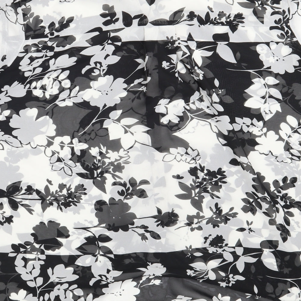 Atmosphere Womens Black Floral Polyester Basic Button-Up Size 14 Collared