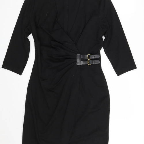 Calvin Klein Womens Black  Polyester A-Line  Size 8  V-Neck Zip