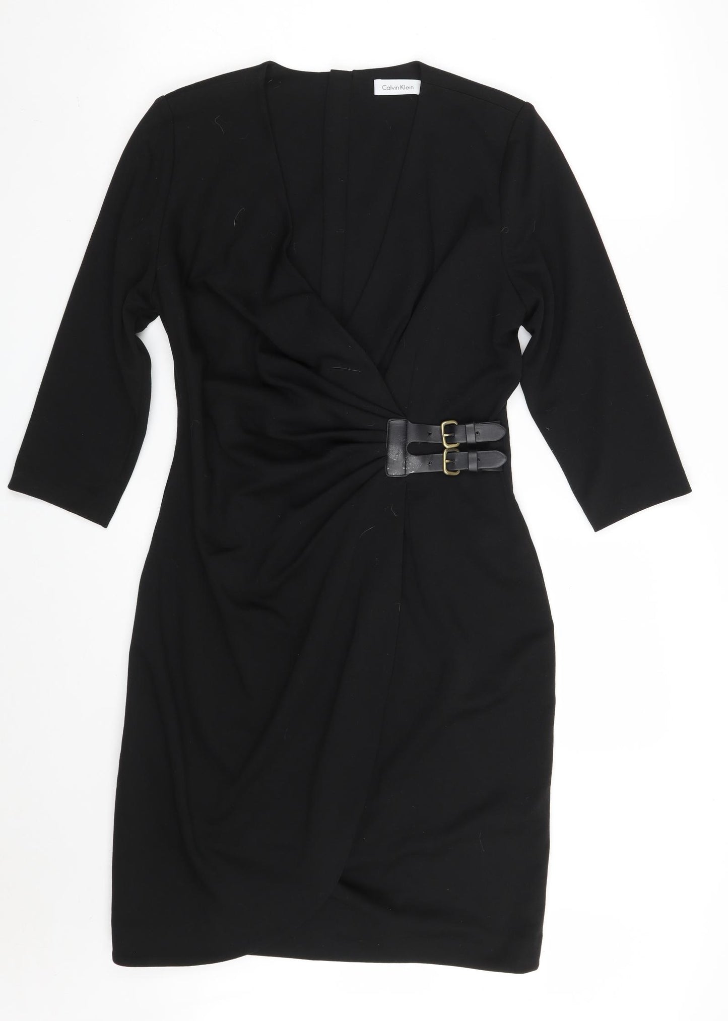 Calvin Klein Womens Black  Polyester A-Line  Size 8  V-Neck Zip