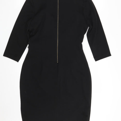 Calvin Klein Womens Black  Polyester A-Line  Size 8  V-Neck Zip
