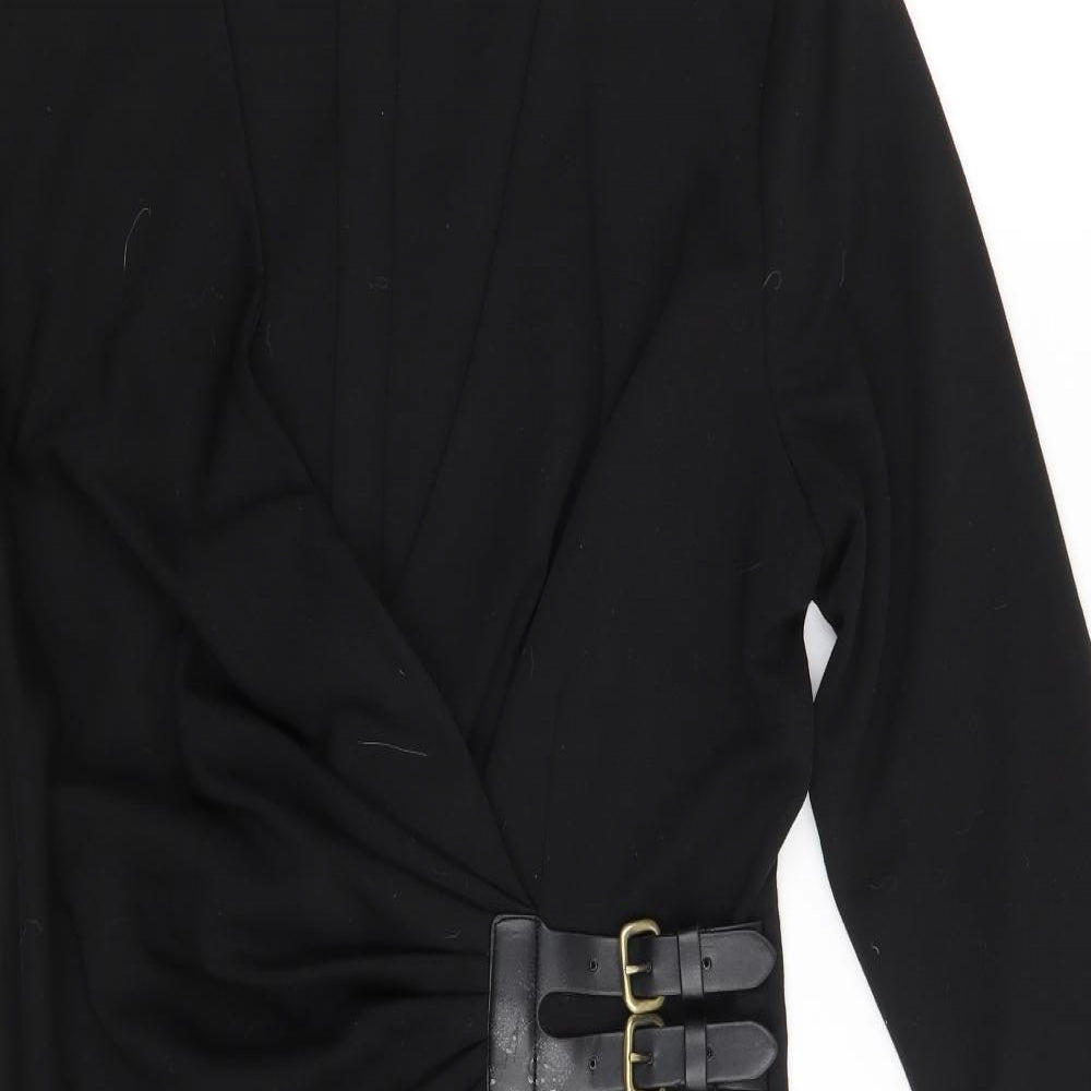 Calvin Klein Womens Black  Polyester A-Line  Size 8  V-Neck Zip