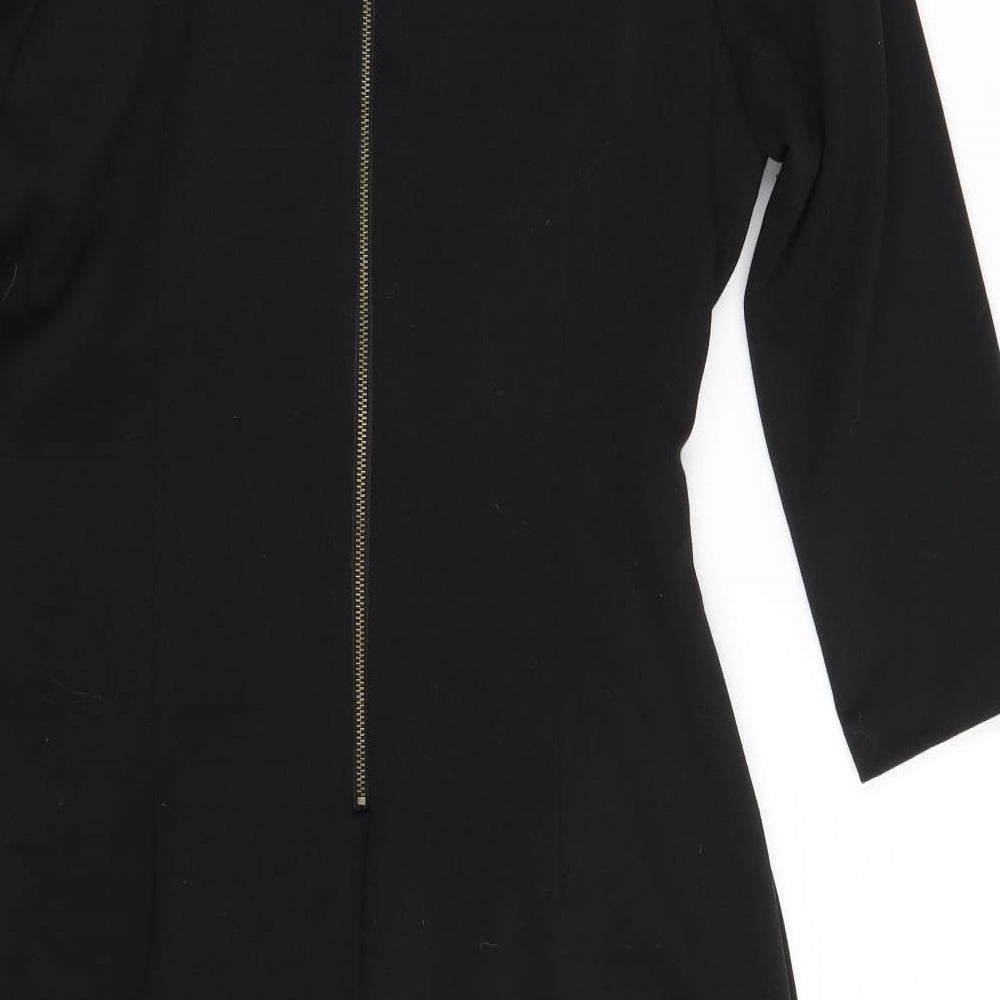 Calvin Klein Womens Black  Polyester A-Line  Size 8  V-Neck Zip