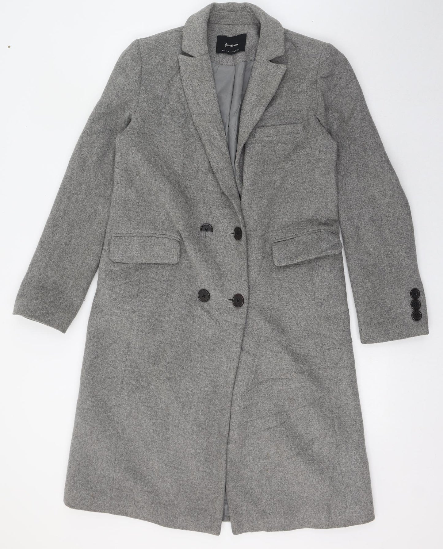Stradivarius Womens Grey   Overcoat Coat Size M  Button
