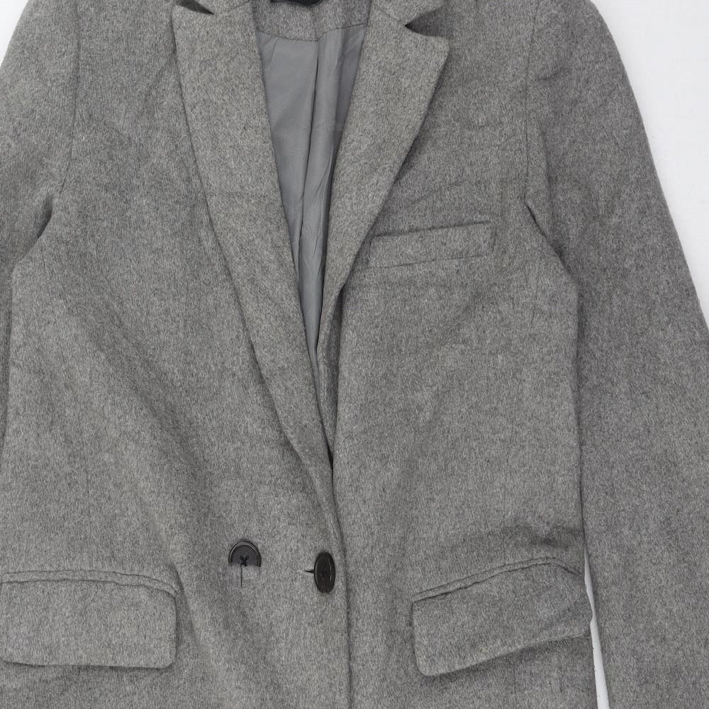Stradivarius Womens Grey   Overcoat Coat Size M  Button