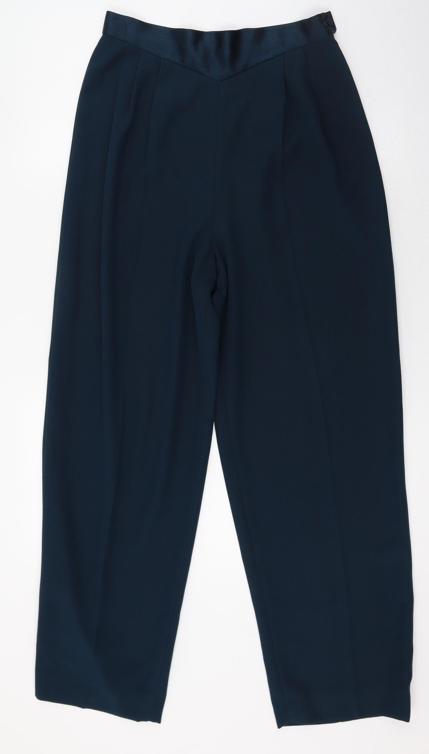 Jacques Vert Womens Green  Polyester Dress Pants Trousers Size 12 L25.5 in Regular Button