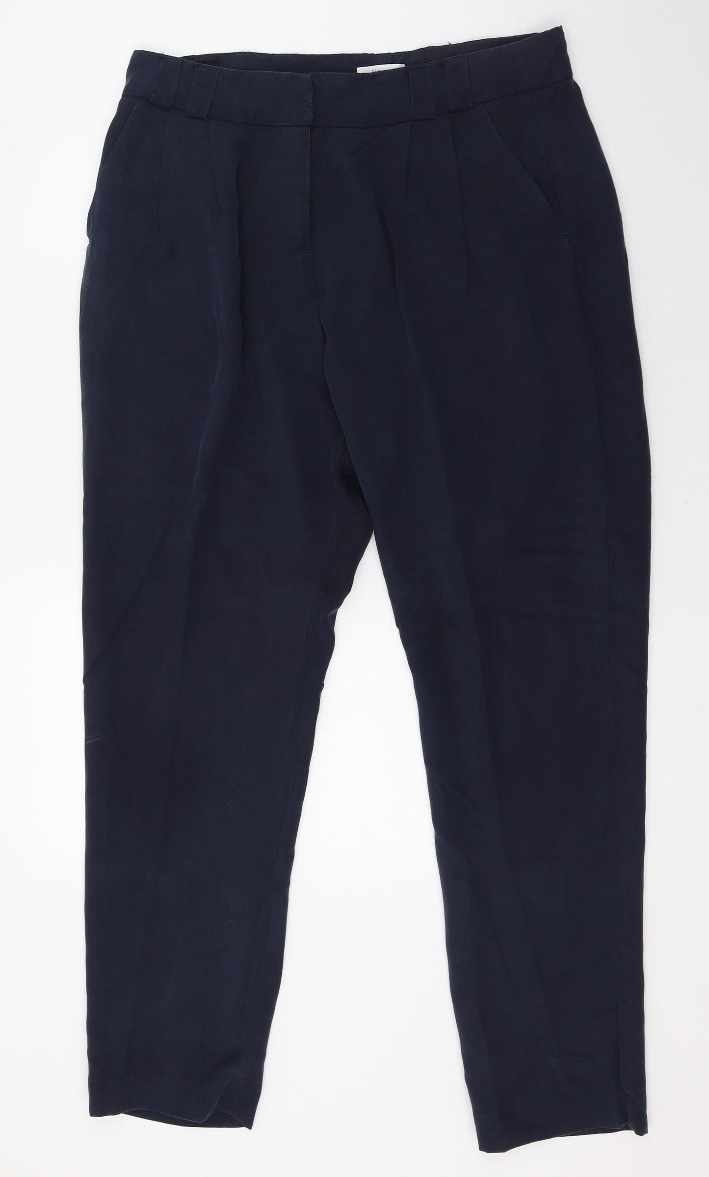 Linea Womens Blue  Lyocell Chino Trousers Size 14 L27 in Regular Zip