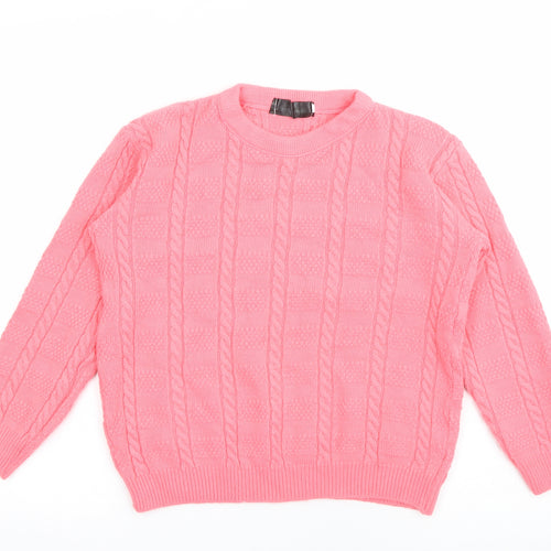New Choice Womens Pink Crew Neck  Acrylic Pullover Jumper Size S