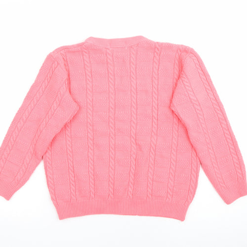 New Choice Womens Pink Crew Neck  Acrylic Pullover Jumper Size S