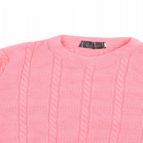 New Choice Womens Pink Crew Neck  Acrylic Pullover Jumper Size S