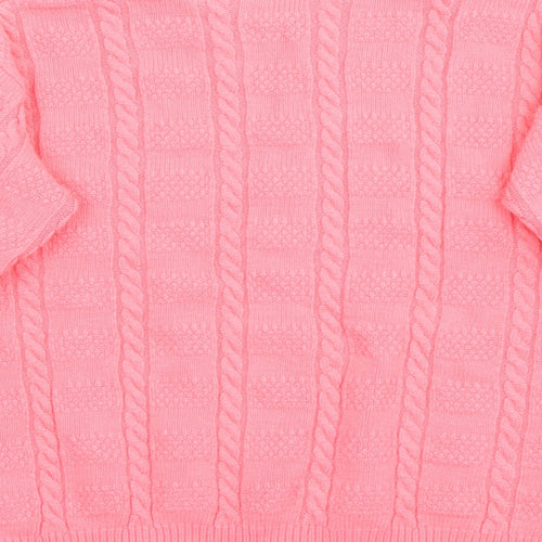 New Choice Womens Pink Crew Neck  Acrylic Pullover Jumper Size S