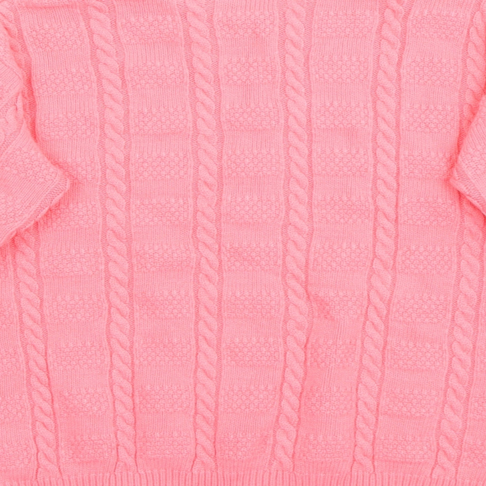 New Choice Womens Pink Crew Neck  Acrylic Pullover Jumper Size S