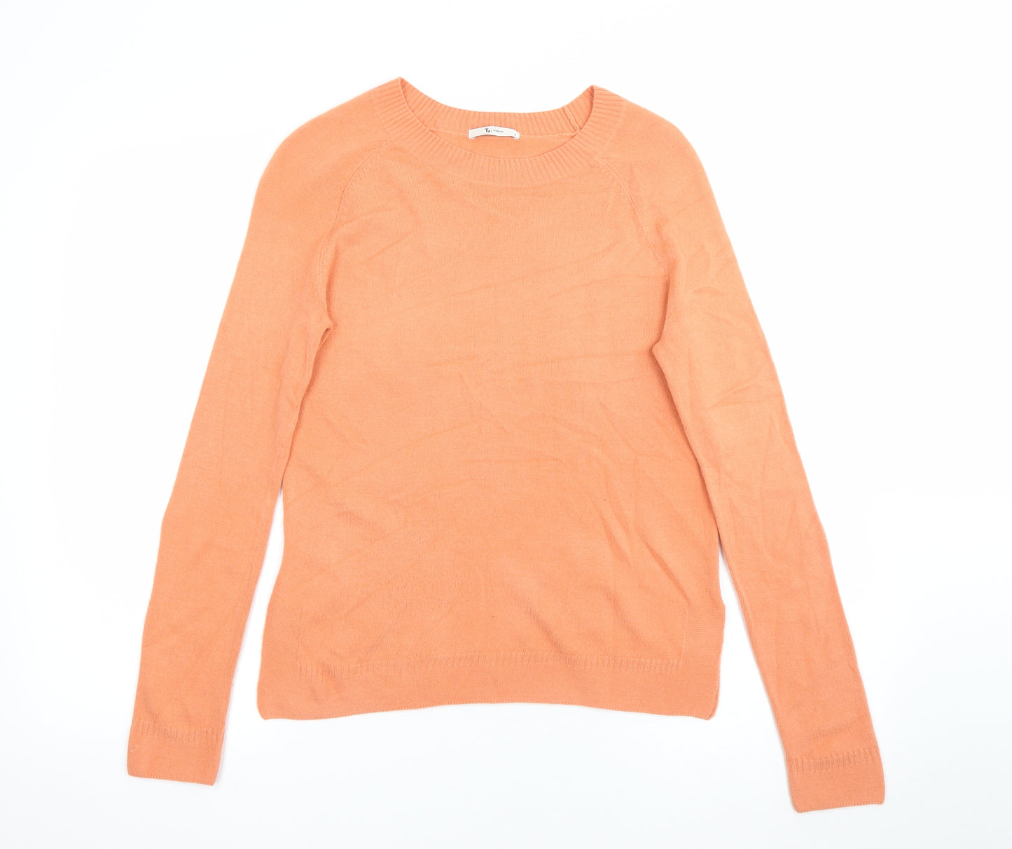 TU Womens Orange Scoop Neck  Acrylic Pullover Jumper Size 8