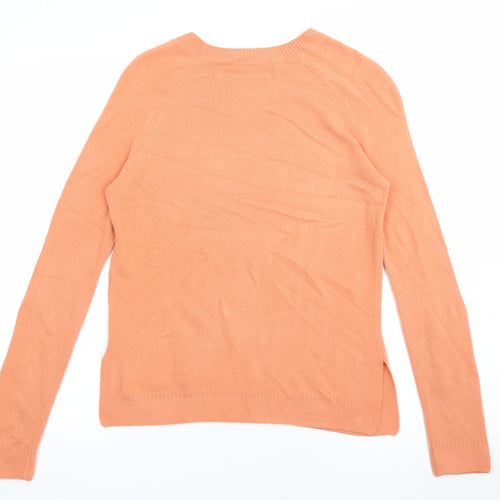 TU Womens Orange Scoop Neck  Acrylic Pullover Jumper Size 8