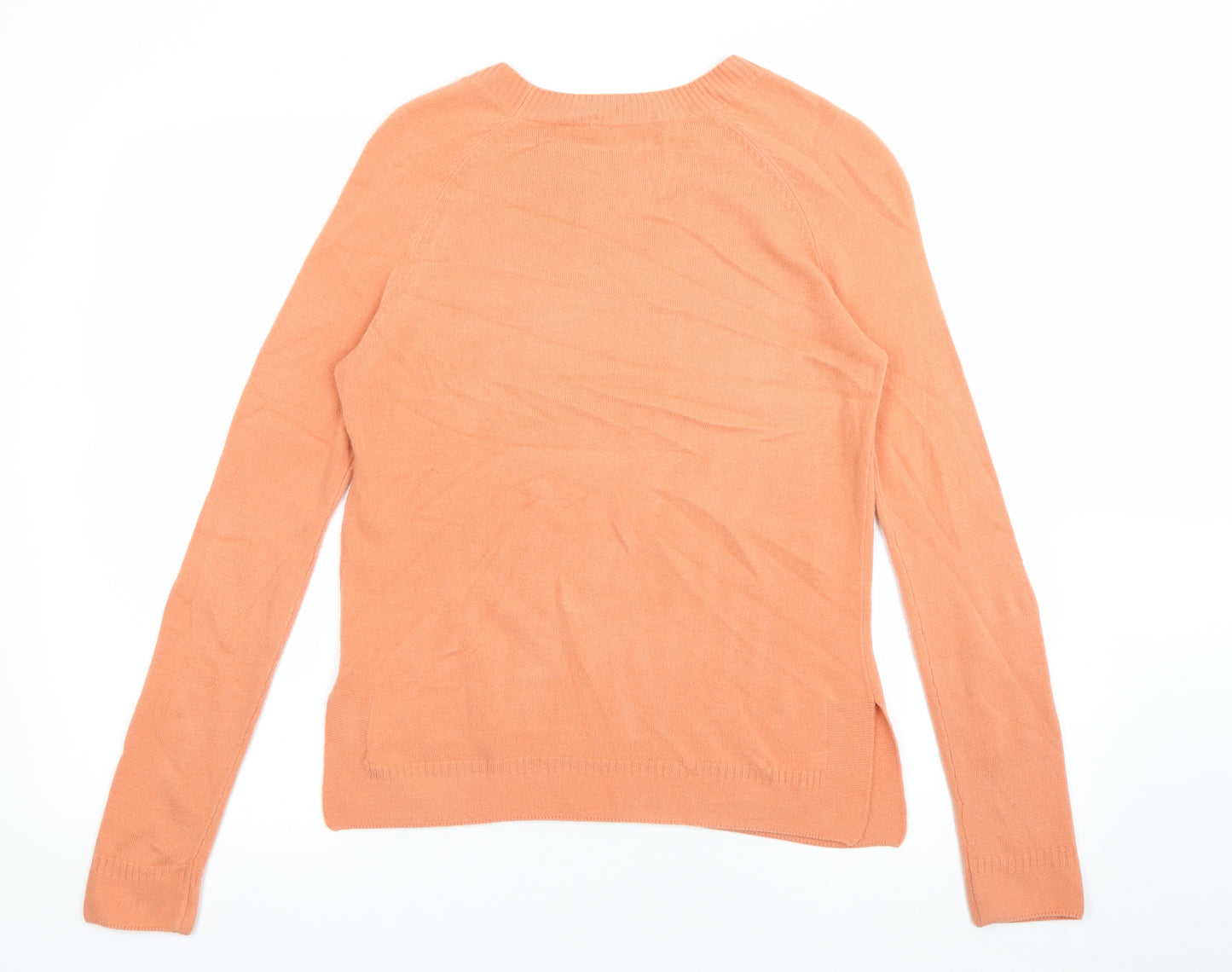 TU Womens Orange Scoop Neck  Acrylic Pullover Jumper Size 8