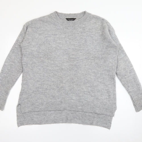 Dorothy Perkins Womens Grey Crew Neck  Acrylic Pullover Jumper Size 14
