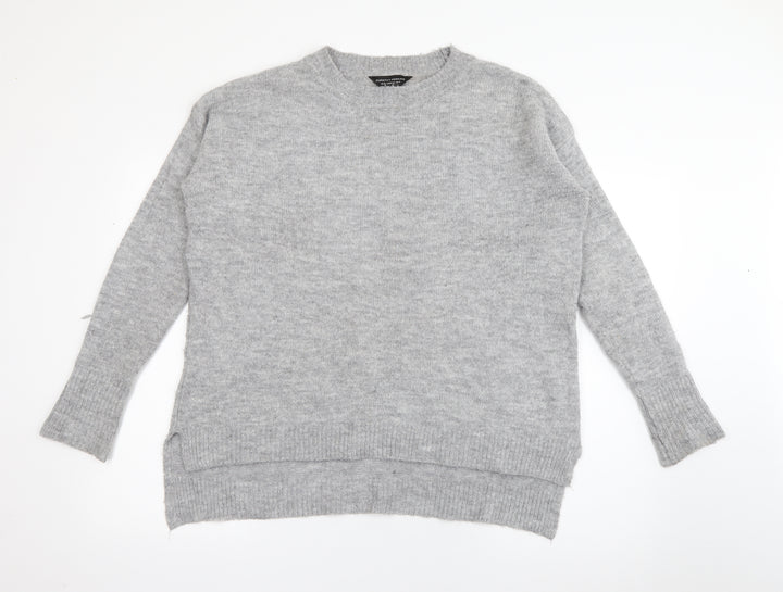 Dorothy Perkins Womens Grey Crew Neck Acrylic Pullover Jumper Size 14