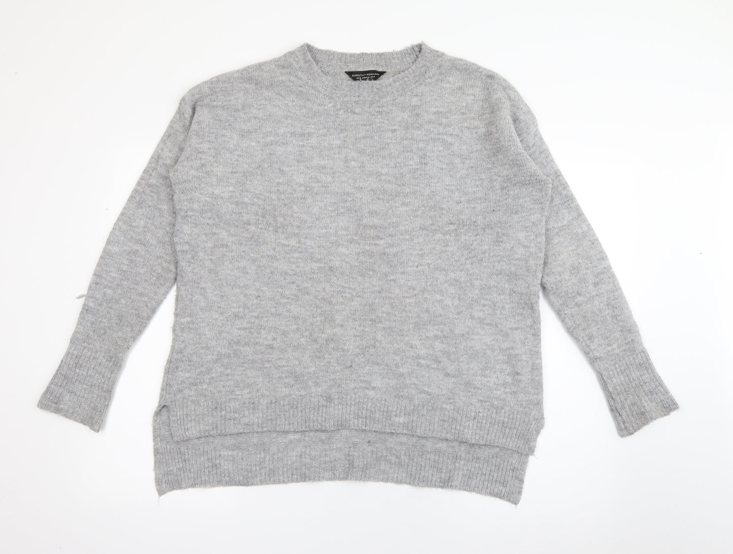 Dorothy Perkins Womens Grey Crew Neck  Acrylic Pullover Jumper Size 14
